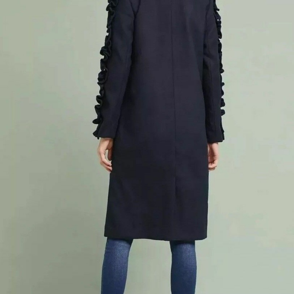 NWT Anthropologie Fifth Label Blue Ruffled Coat XS - Picture 4 of 8